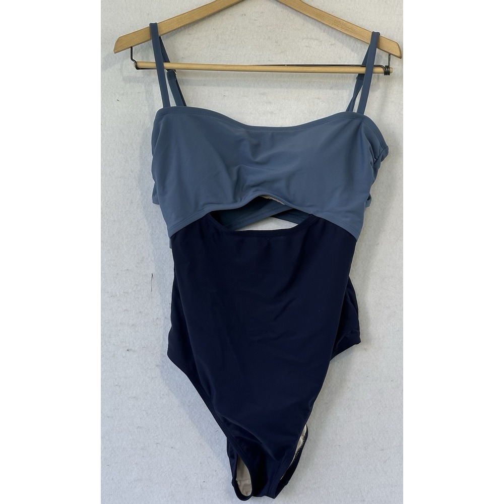 KONA SOL Cut Out Swimsuit Colorblock Womens Large Blue Excellent